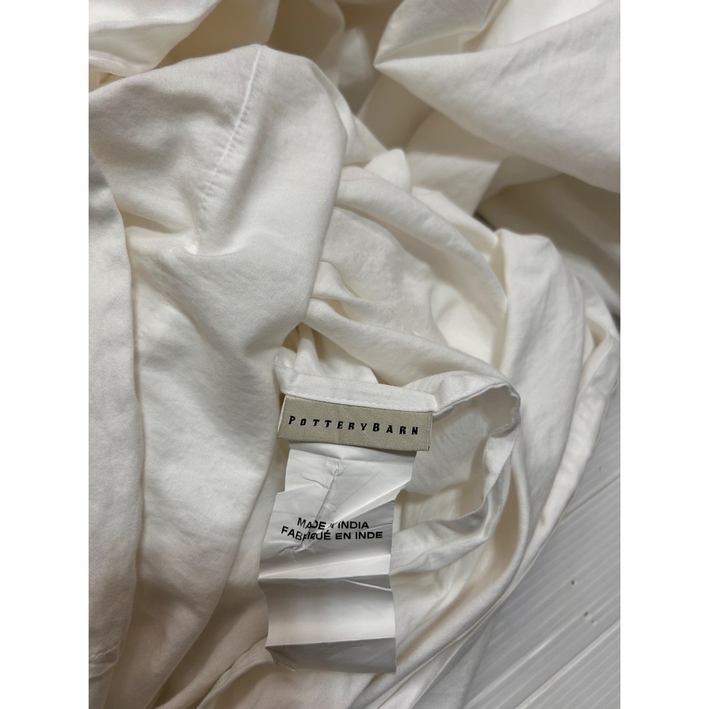 Pottery Barn Essential King Cal King Duvet Cover White Cotton w/ 2 Pleats 1 Flat - Picture 8 of 15